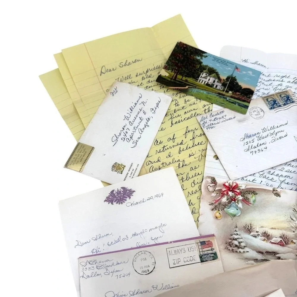Vintage 1960s Personal Lot Ephemera Collection Handwritten Texas Postcards Cards